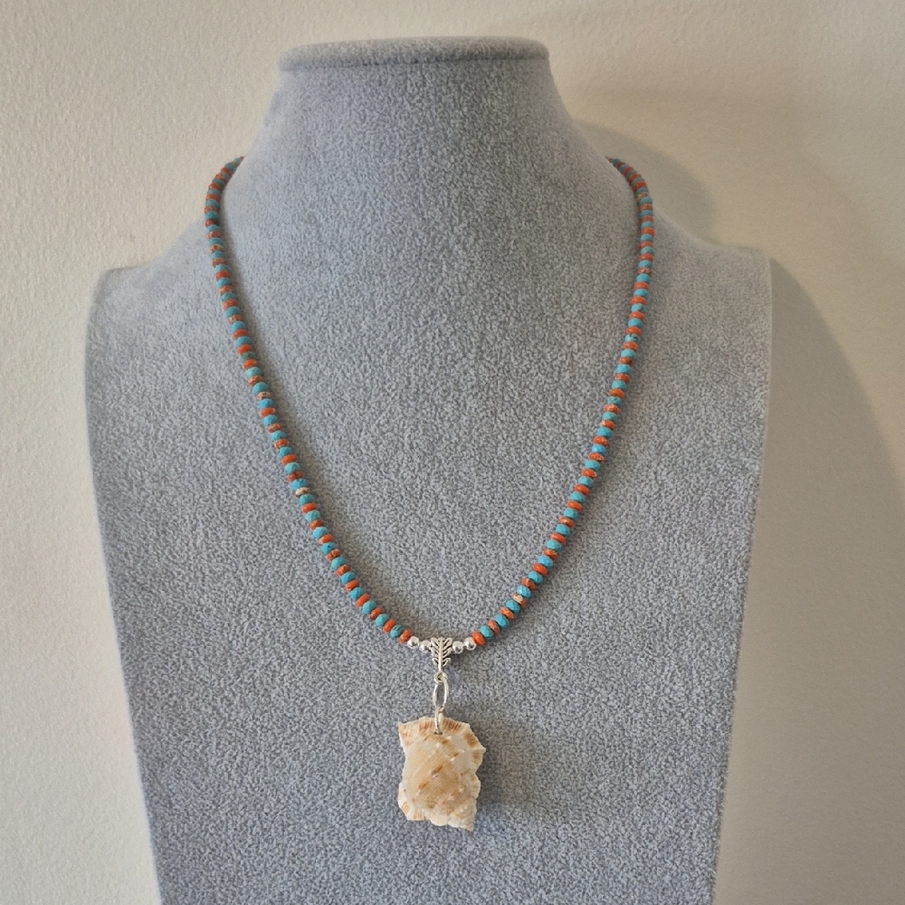 CONCH SHELL,TURQUOISE,CORAL 3 PIECE NATURAL SET